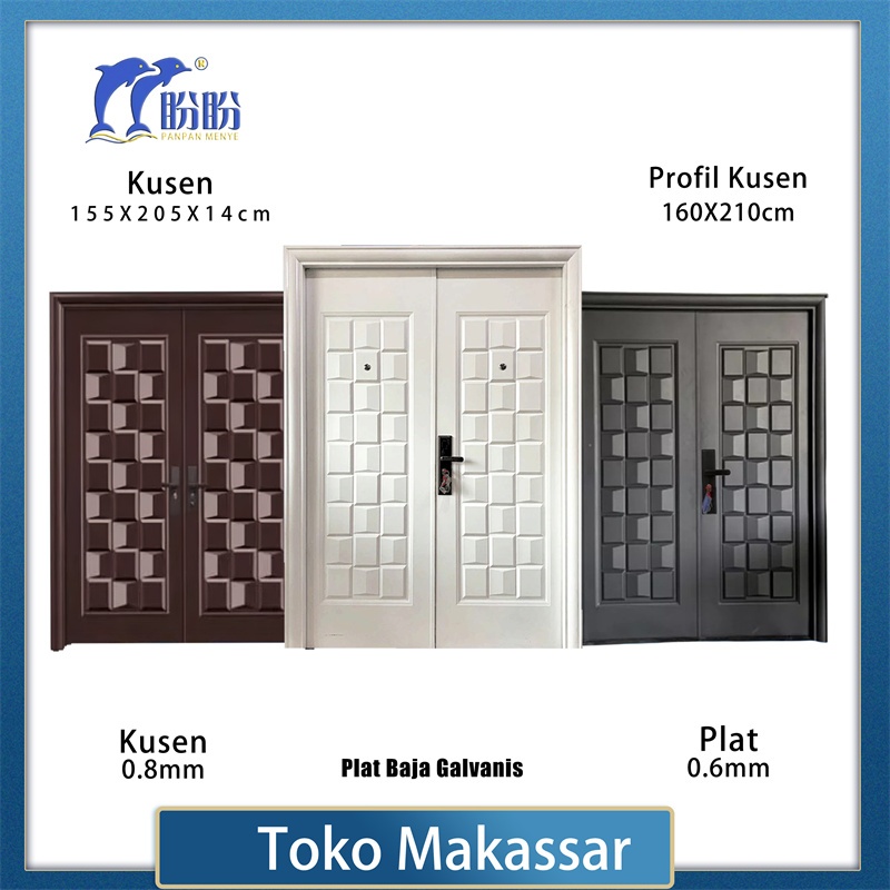 PT PANPAN - (LUXURY DOUBLE PAN 8041 ) Pintu Baja /Pintu Plat Baja Double Kupu Kupu Tarung Utama Pint