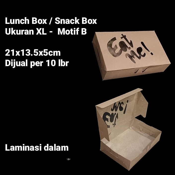 

10 Pcs Snack Box Model Jendela Eat Me Dus Coklat Polos 21x13.5x5cm