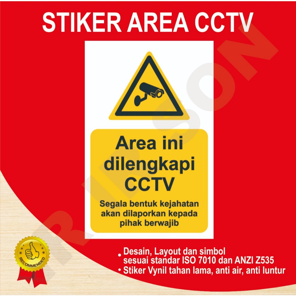 

STIKER AREA CCTV SAFETY SIGN K3 ISO ANSI