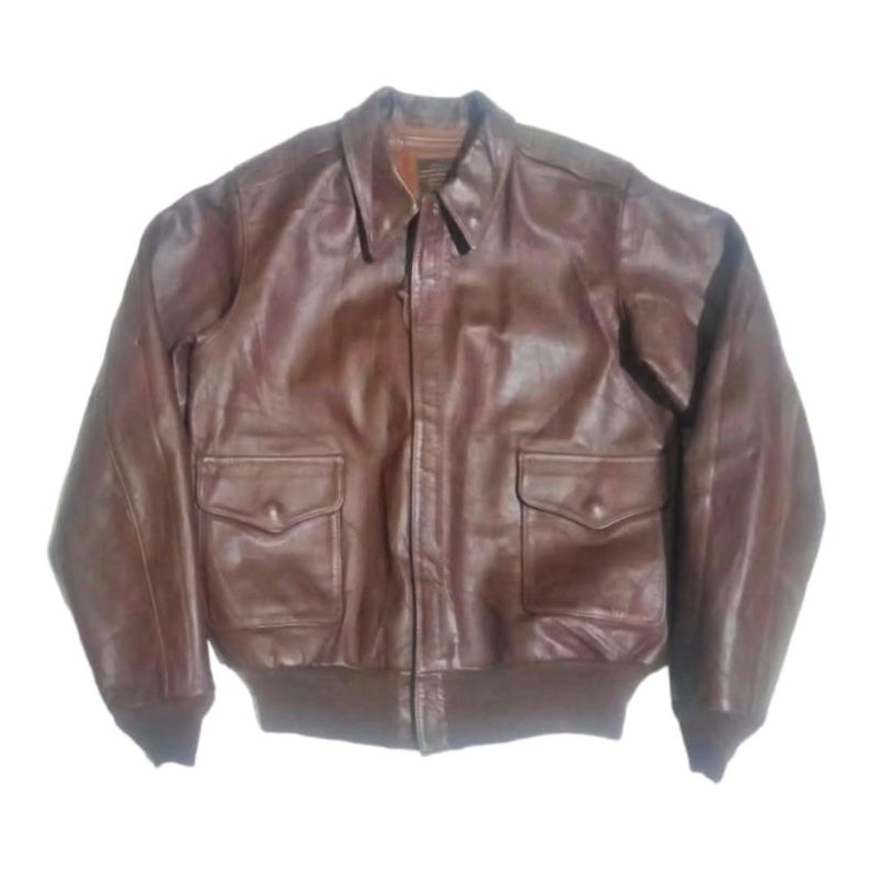 Vtg JA Dubow A2 Flight Leather Bomber Jacket X Jaket Kulit Asli import USA Pilot Schott Avirex Buzz 