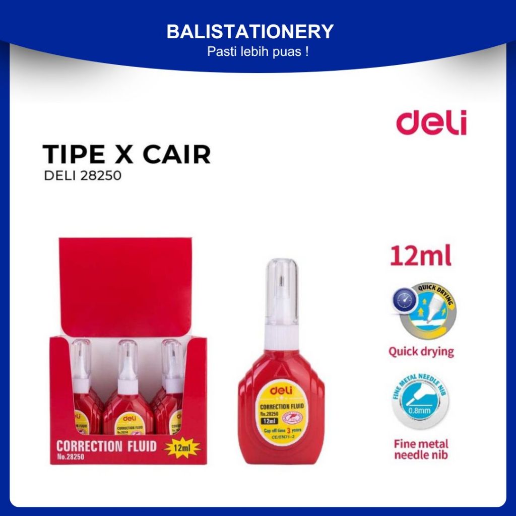 

Correction Pen / Tipe-x Cair Deli C28250N / Correction Fluid 12ml