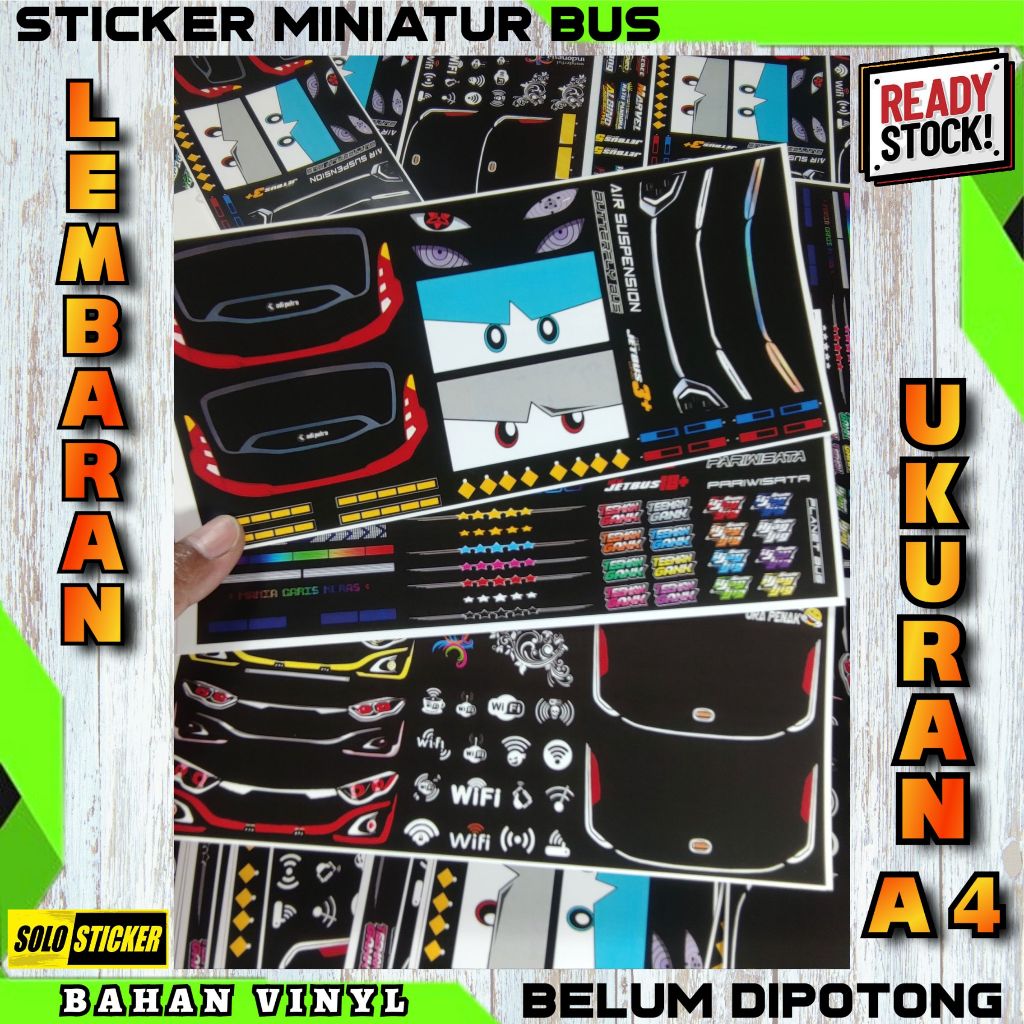 

Sticker Aksesoris Miniatur Bus Bahan Premium Anti Air Lembaran Belum Cutting