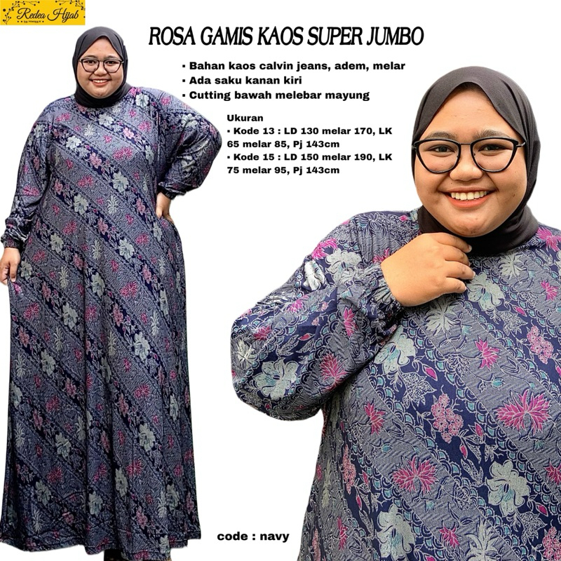 COD= NO CANCEL• Rosa Gamis Super Jumbo by Redea• Gamis Calvin Jeans Batik Jumbo