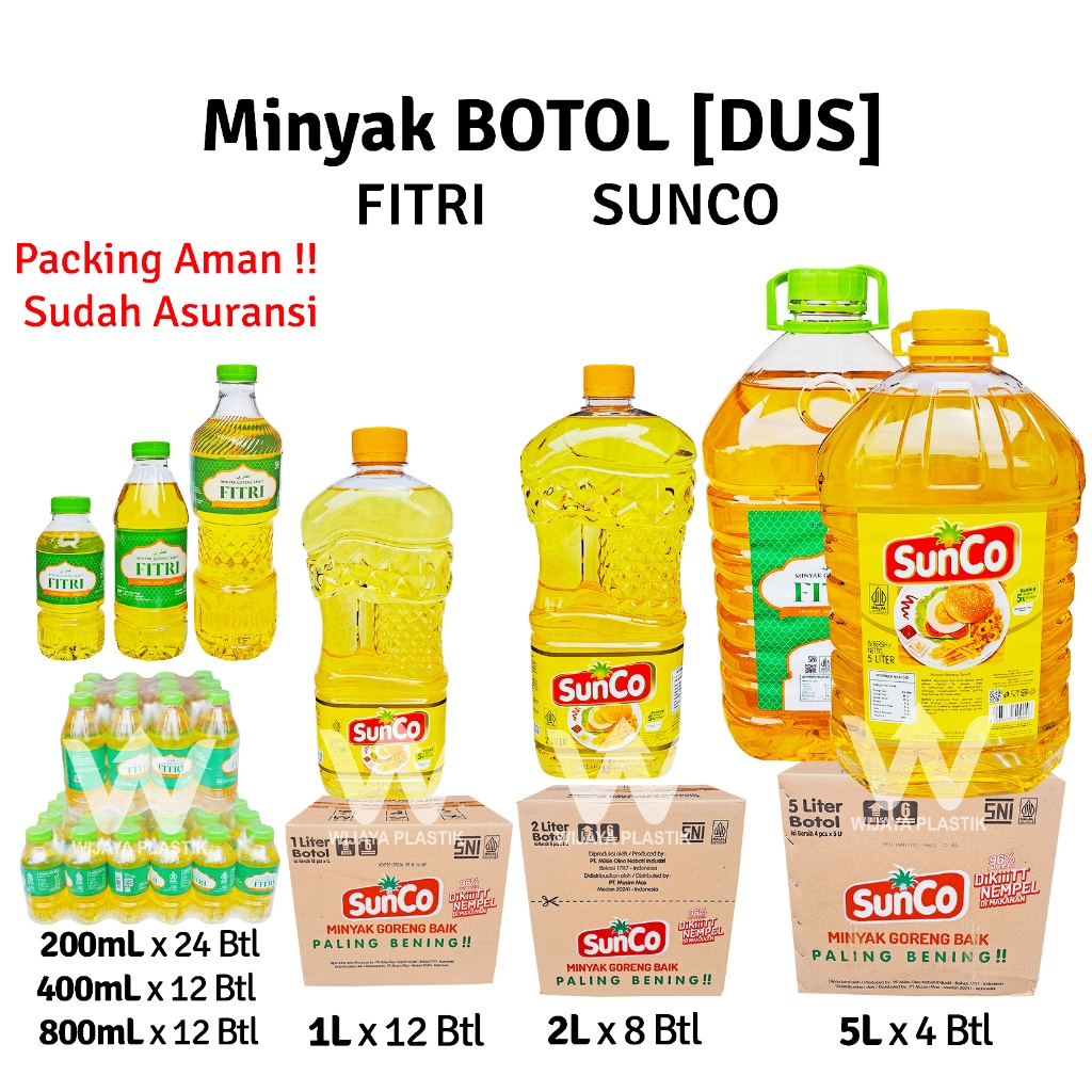 

[1 DUS] Minyak BOTOL [SUNCO FITRI] 200 400 500 800 mL 1L 2L 5L --- 4 8 12 @DUS | 200ml 400ml 500ml 800ml 1 2 5 liter lt L sunco fitri rizki tropical BKP bening goreng kelapa mini kecil sedang besar sawit murah wilmar DUS
