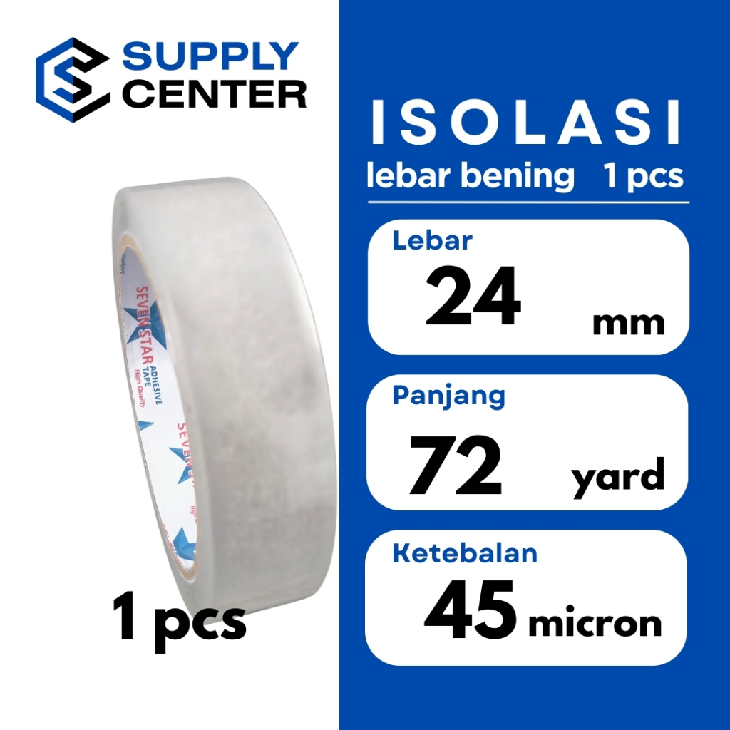

solasi LEBAR bening 24mm x 72 yard isolasi selotip LAKBAN 1 PCS