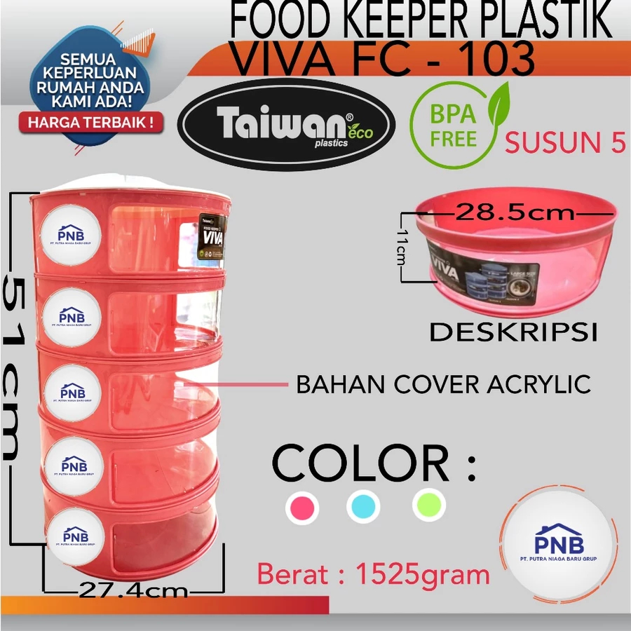 RAK PENYIMPANAN MAKANAN TUDUNG SAJI SUSUN 5 TAIWAN