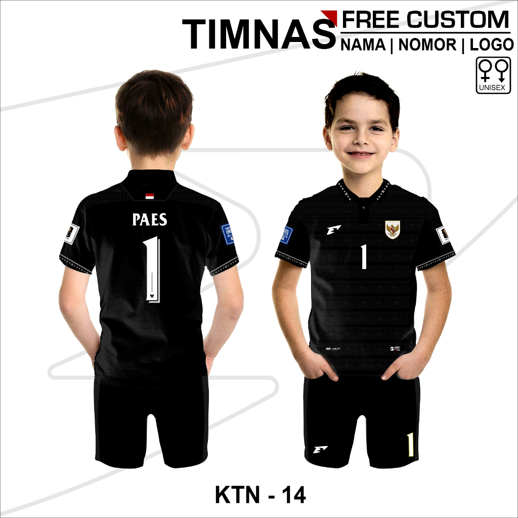 Jersey Kiper Anak Kaos Bola Timnas Kualifikasi Piala Dunia 2026 Custom