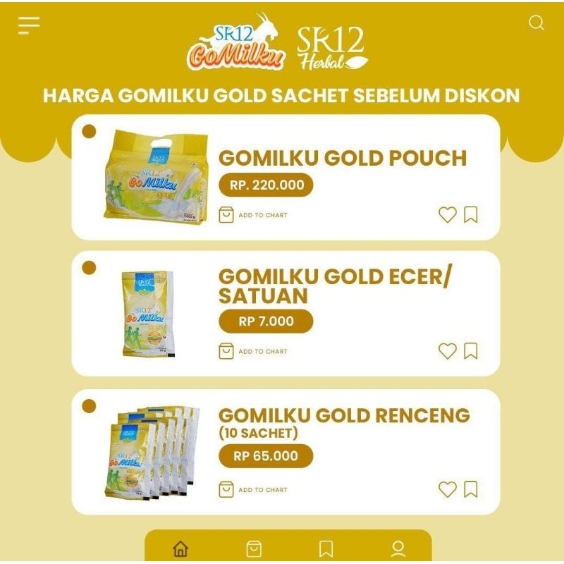 

Susu Etawa - GoMilku GOLD SR12 - Susu Kambing Etawa 1000 Gram (Isi 40 Sachet) - Bebas Gula bebas kolesterol