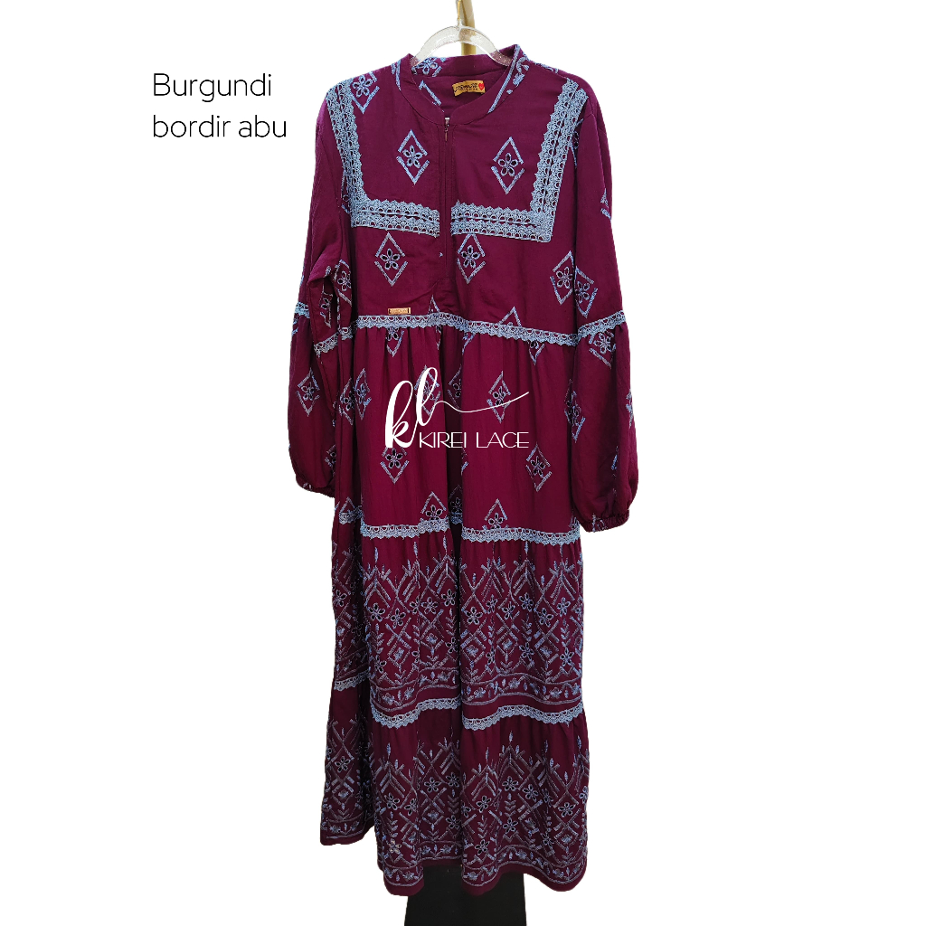 Dress Lebaran Bordir, Baju Lebaran Gamis Wanita, Gamis Cantik, LIONA NJ-01