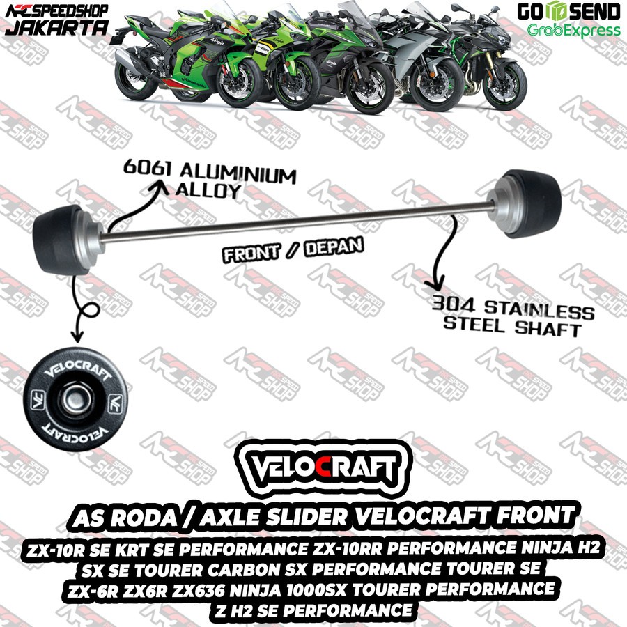 As Roda / Axle Slider VELOCRAFT As Roda Front / Depan K003 Kawasaki ZX-10R SE KRT SE Performance ZX-
