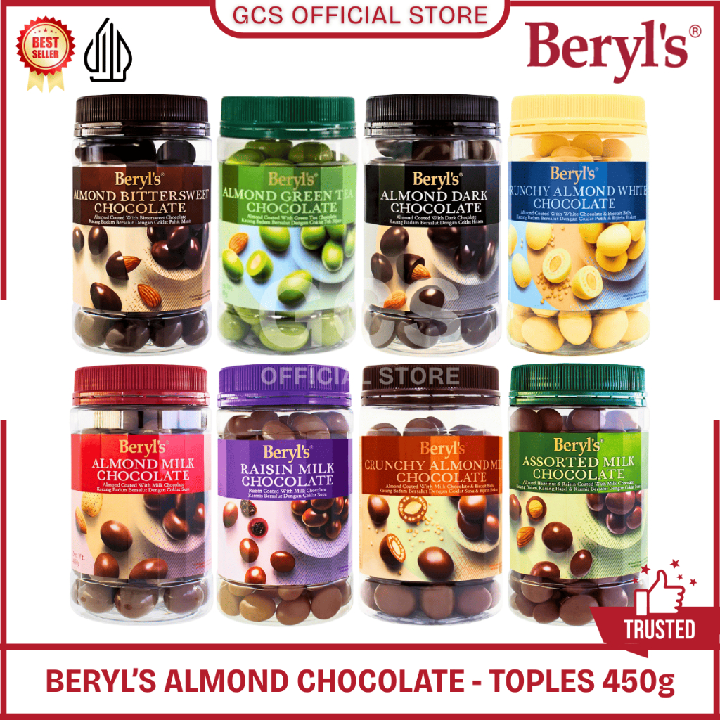 

Beryl's Crunchy Assorted Almond Green Tea Milk White Chocolate Toples 450g Beryls Coklat Malaysia
