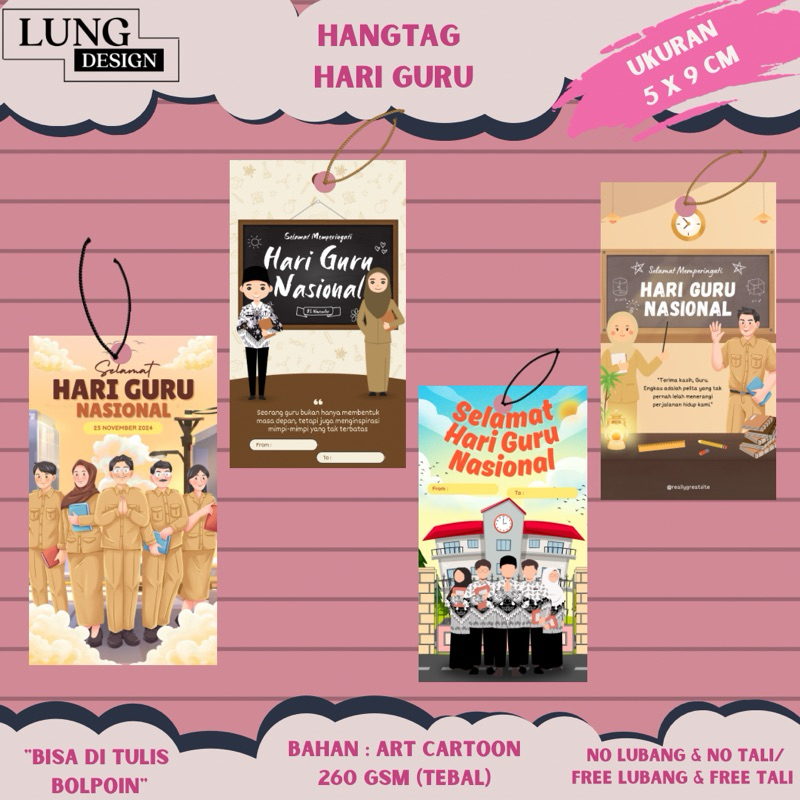 

HANG TAG SELAMAT HARI GURU NASIONAL / Kartu Stiker Souvenir HARI GURU/ (uk 5X9 ) Hangtag Memperingati hari Guru / ucapan Souvenir kado di hari guru / Custome Tulisan