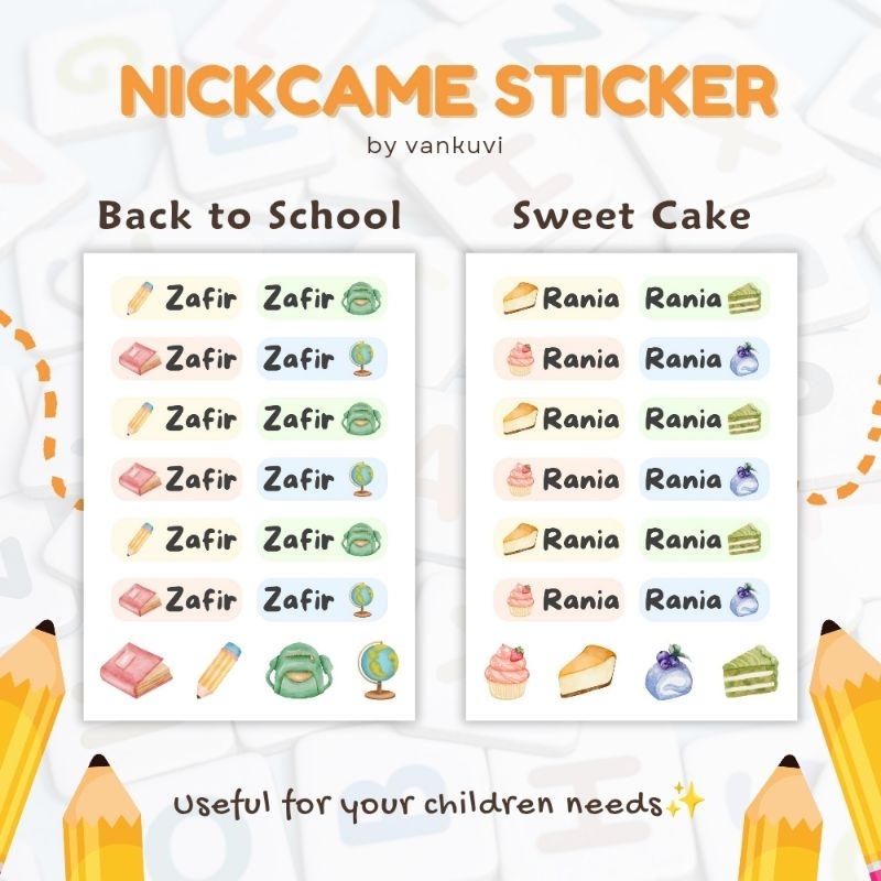 

Stiker Nama Nickname Sticker A6 isi 10 lembar vinyl glossy by vankuvi