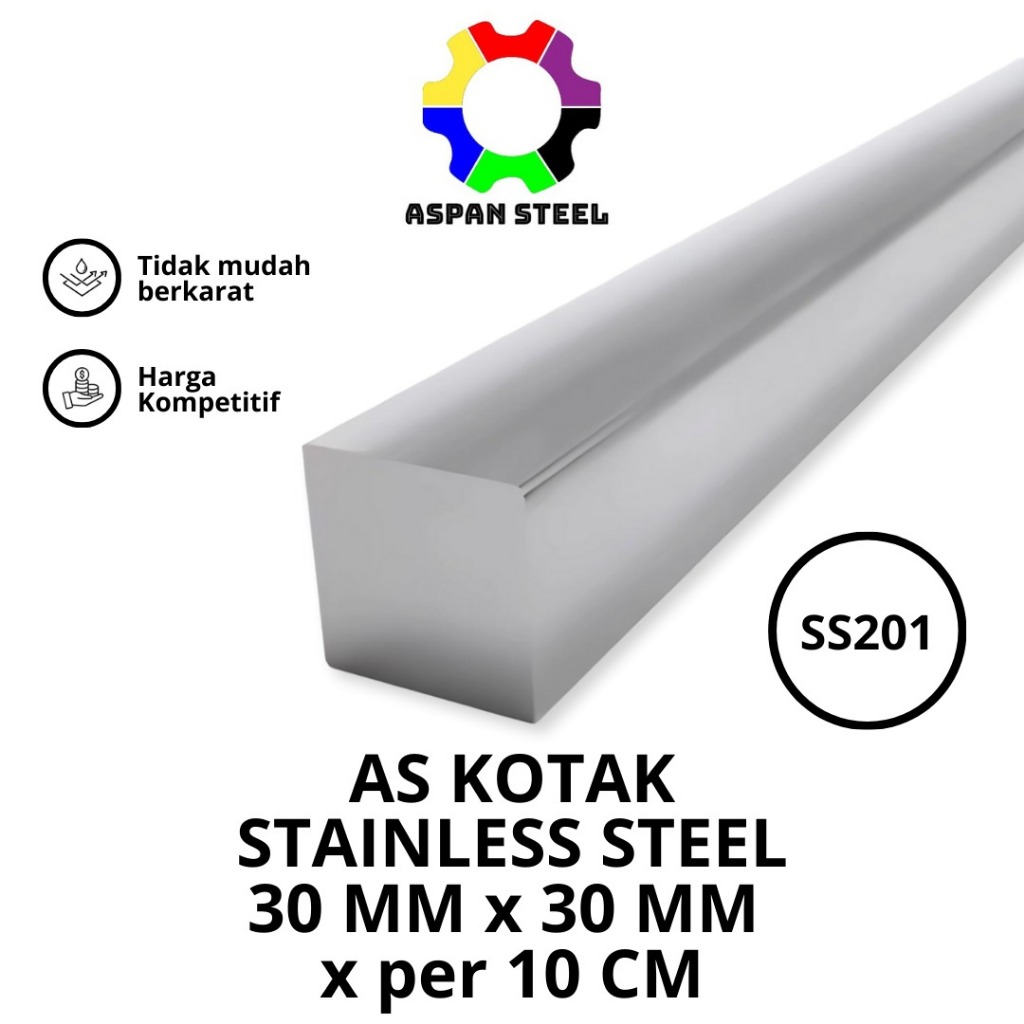 As kotak 30mm x 30mm stainless steel 201
