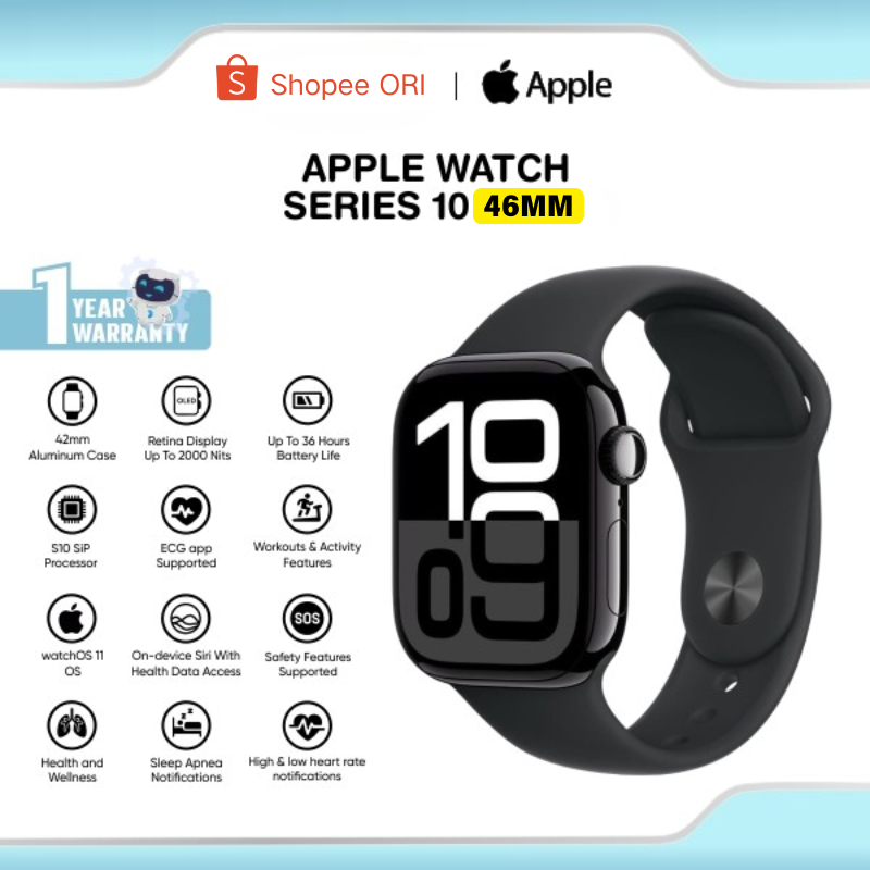 Apple Watch Series 10 46mm Alumunium Case jam tangan GPS Bluetooth tahan air menyebut kertas dinding