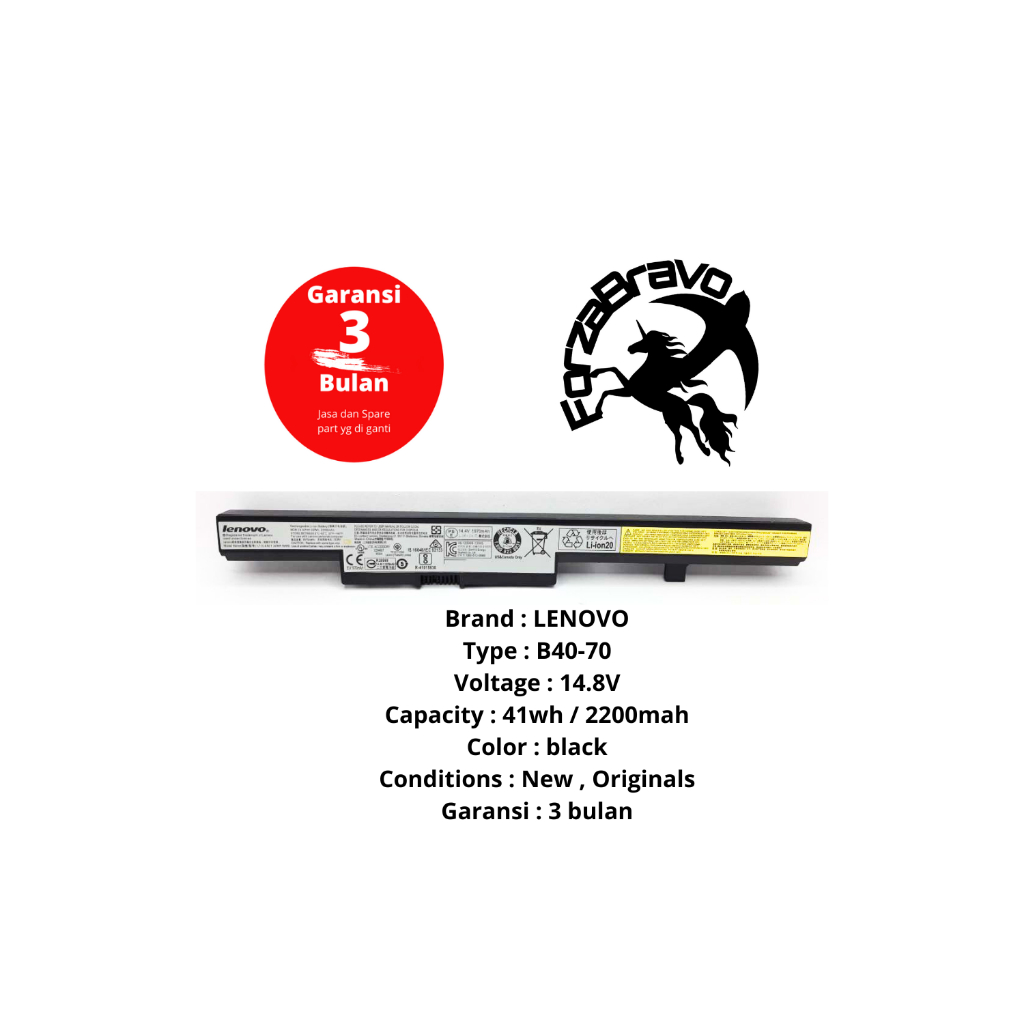 Battrey Laptop LENOVO B40-50 B40-70 M4400 M4450 V4400 Series (Garansi 3 bulan)
