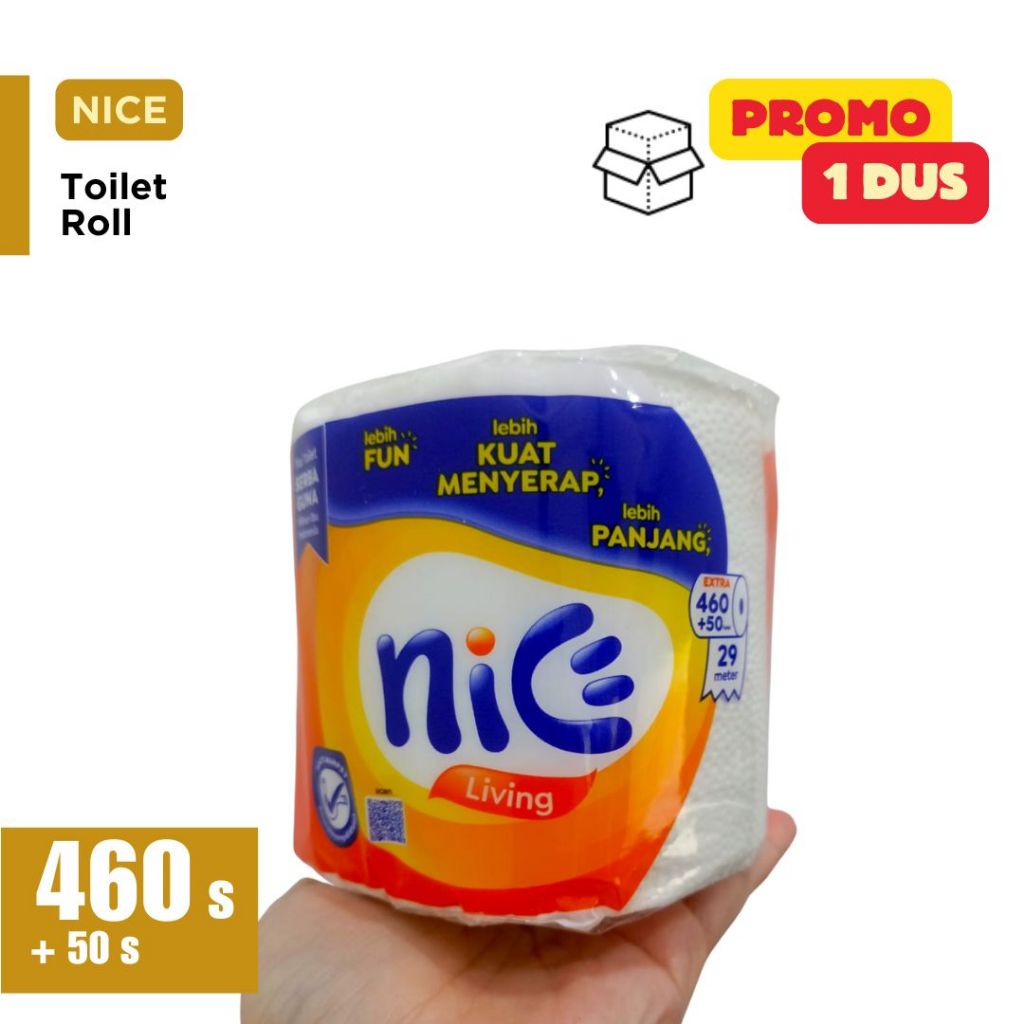 Nice Living Tissue Toilet Emboss Tisu Gulung 1 Roll 460 + Extra 50 sheets 29 meter Packing 1 Dus
