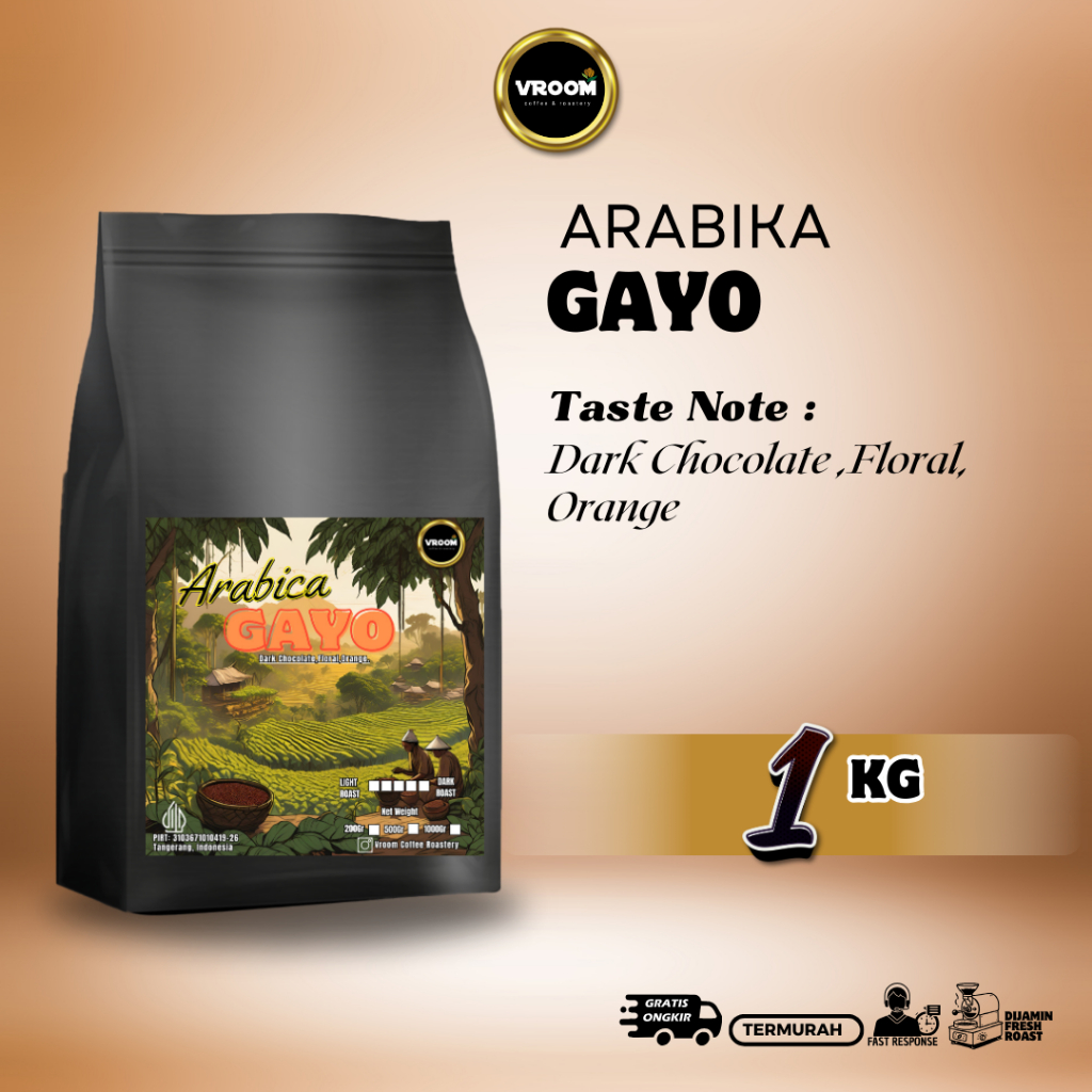 

Coffee Arabica Gayo Aceh Roasted Bean Arabika Biji Matang Bubuk 1KG