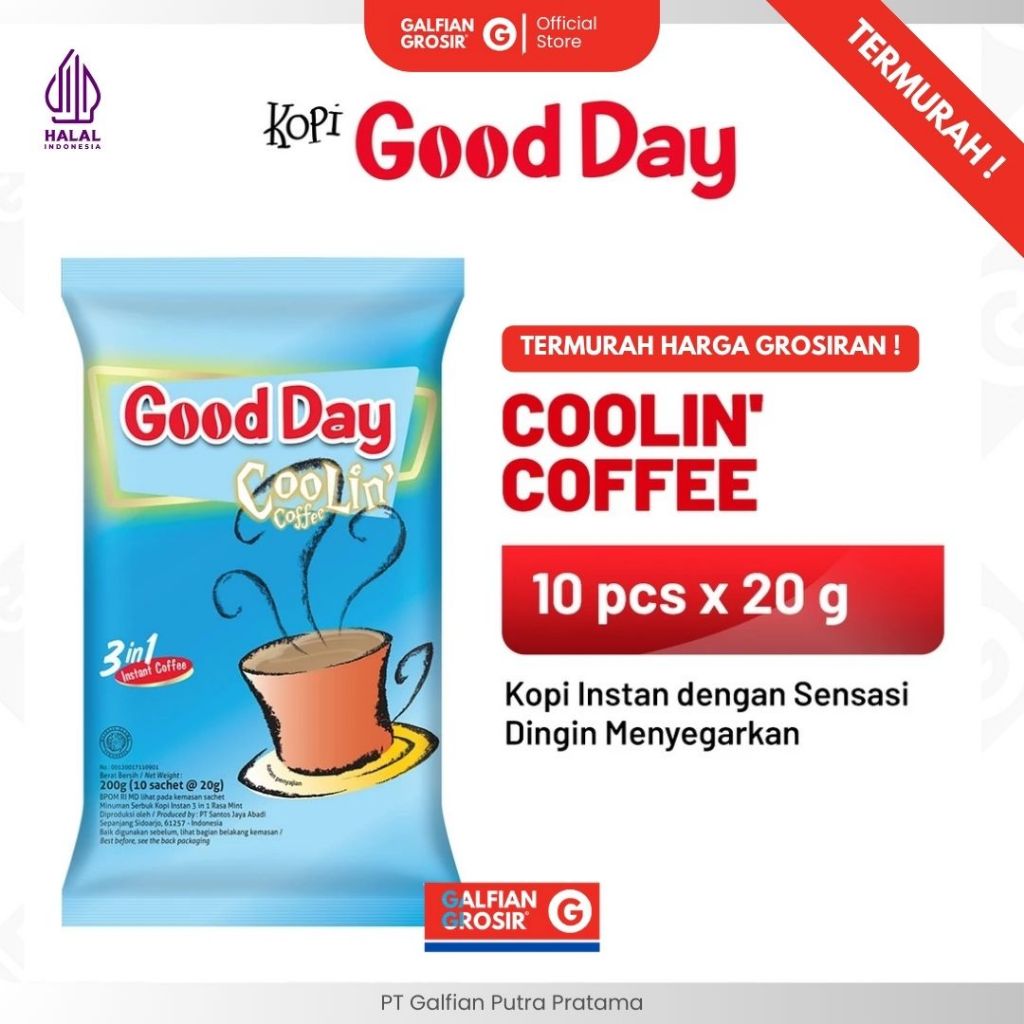 

( TERMURAH ) KOPI GOOD DAY COOLIN COFFEE 10 PCS X 20 GRAM
