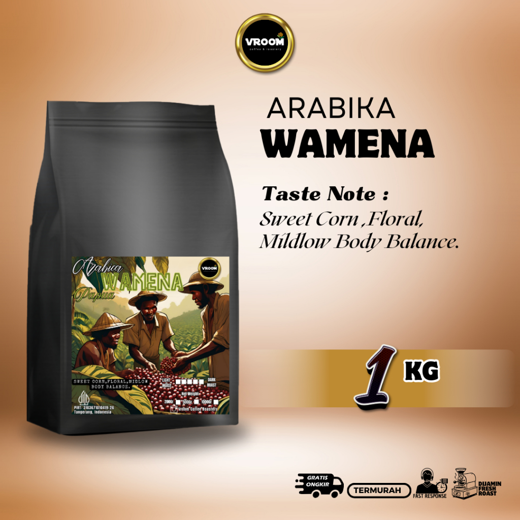 

Coffee Arabica Wamena Papua Roasted Bean Biji Matang Bubuk 1KG