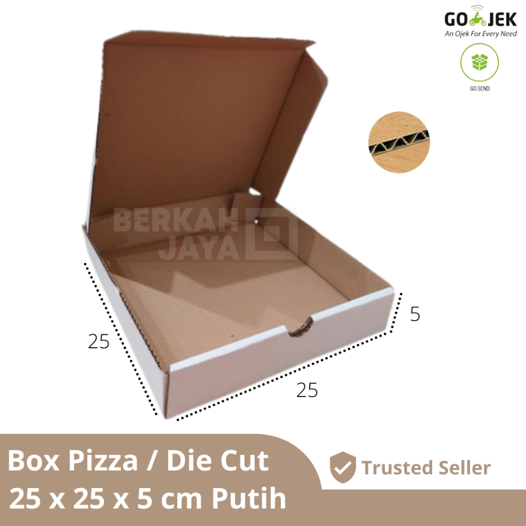 

(HARGA SPESIAL) BOX KARDUS 25x25x5 cm DUS PACKING 25 x 25 x 5 cm Putih DIE CUT PIZZA