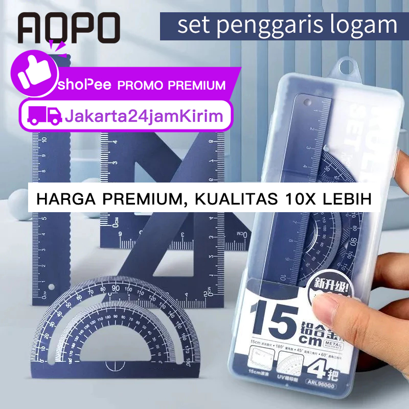 

PENGGARIS ALUMUNIUM 1 SET 4 MODEL / PENGARIS/ RULER ALUMUNIUM GEOMETRY DRAWING - THIMPLE