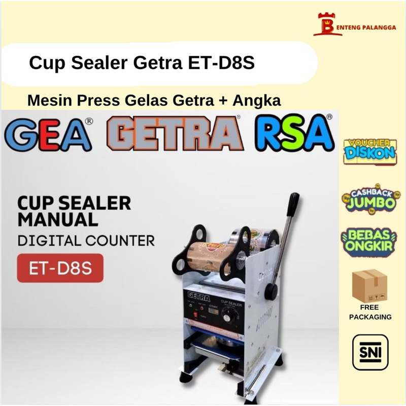 Cup Sealer GETRA ET-D8SM Mesin Seal Gelas Warna Putih Dengan Angka / Press Cup Gelas Plastik/ Mesin 