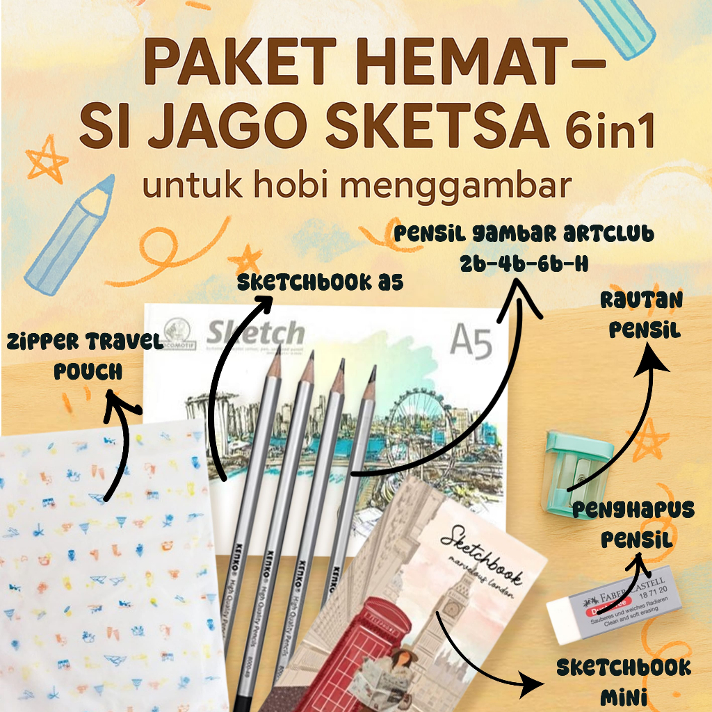 

Paket Hemat - SI JAGO SKETSA 6in1 - BASIC EDITION Untuk Hobi Menggambar