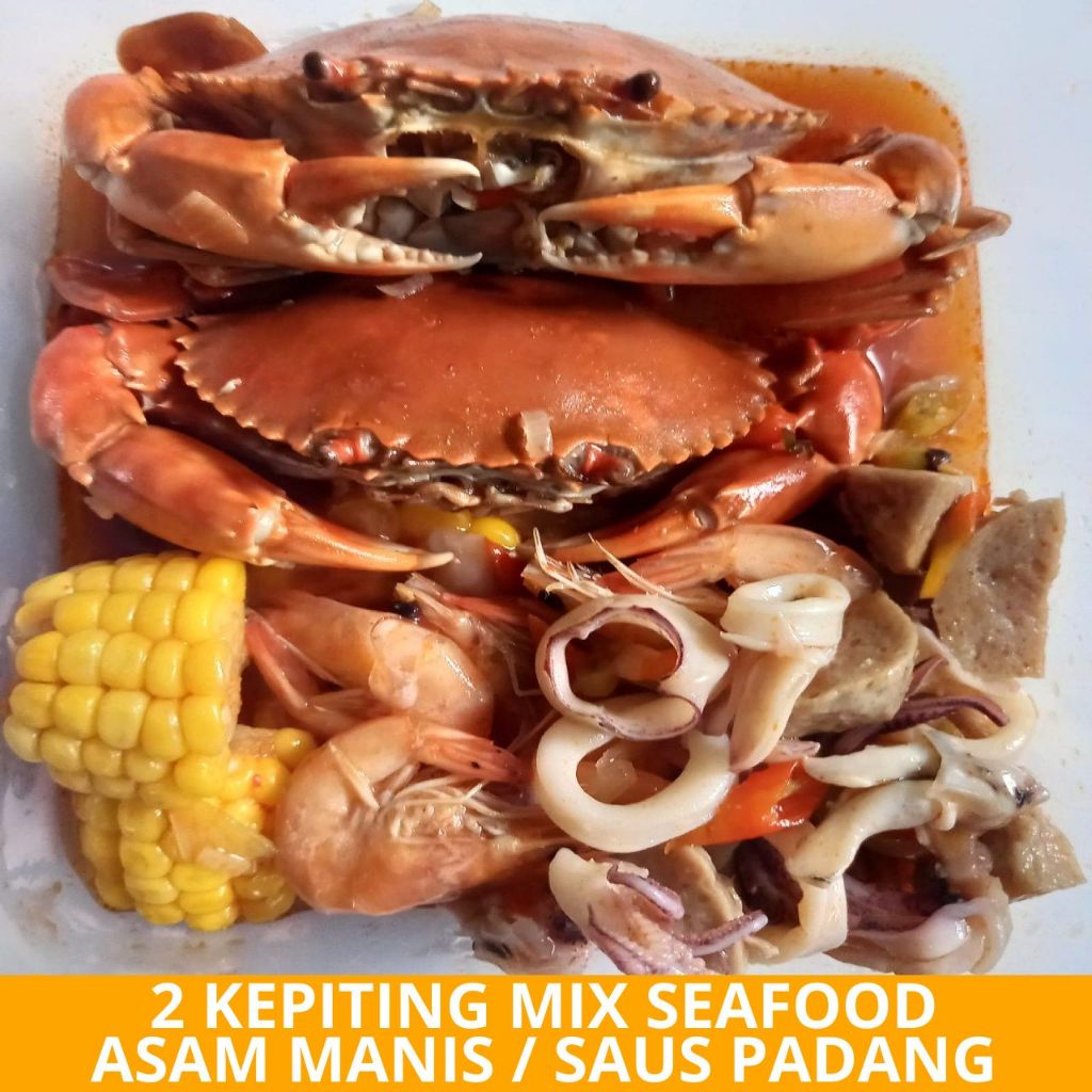 

2 Kepiting Mix Seafood Asam Manis / Saus Padang Special - Arviansyah Seafood Surabaya