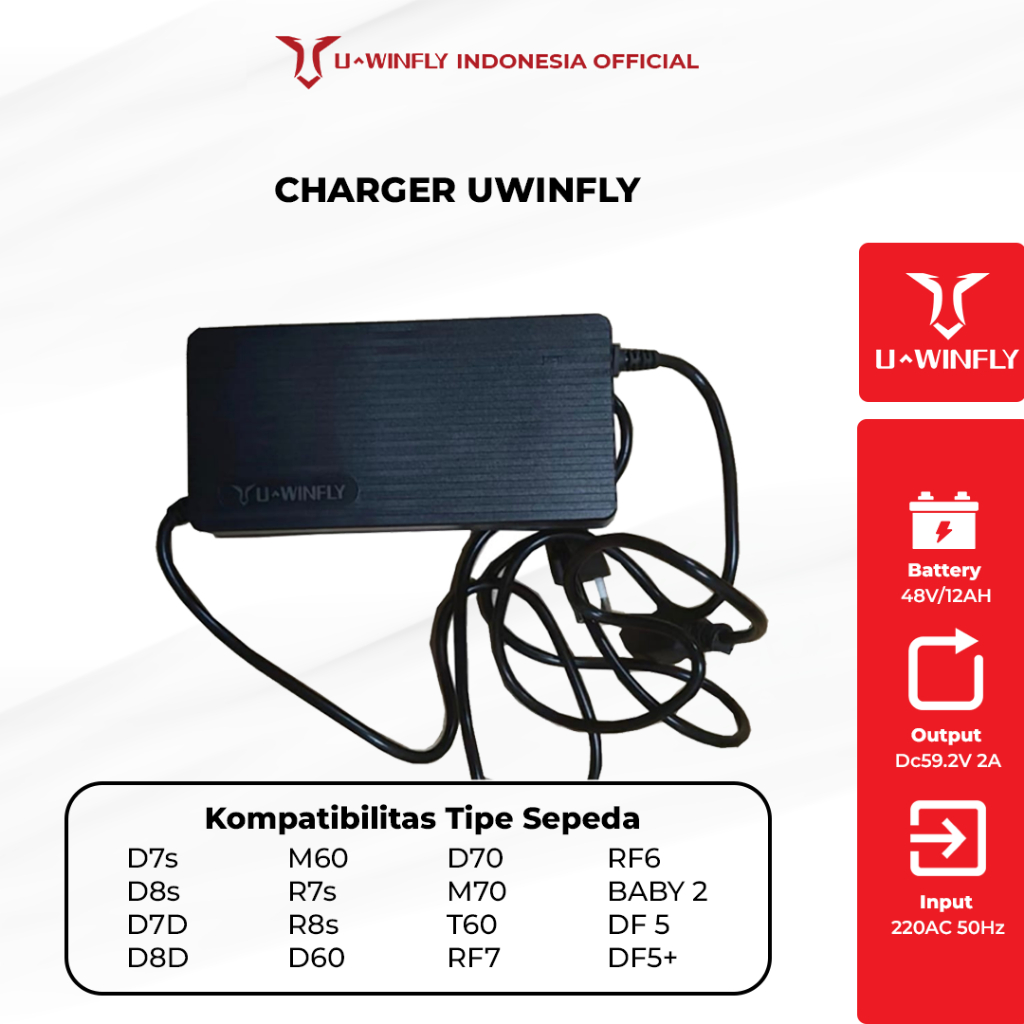Charger Sepeda Listrik Uwinfly 100% Original