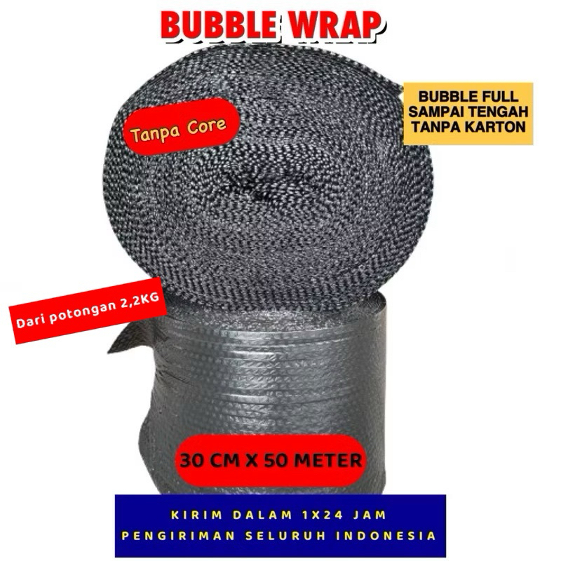 

Bubble Wrap Roll 30 cm x 50 Meter / 40Cm X 50 Meter / Hitam Bening Putih Tebal Murah Surabaya Jawa Timur Murah Potongan 2,2 KG