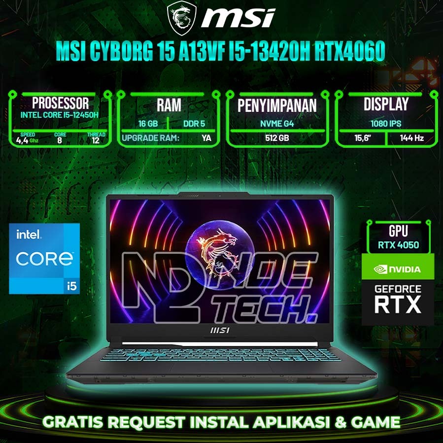 MSI Cyborg 15 A13VF i5-13420h RTX4060