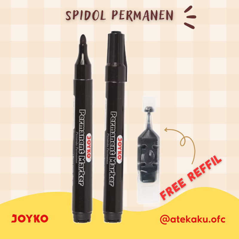 

Spidol Permanen Permanent Marker-Hitam Free Reffil Joyko PM-35RF