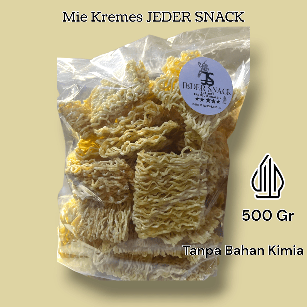 

Mie Kremes 1kg Kiloan Asin Gurih Pedas Kriuk Kering JEDER SNACK Crispy Premium Quality