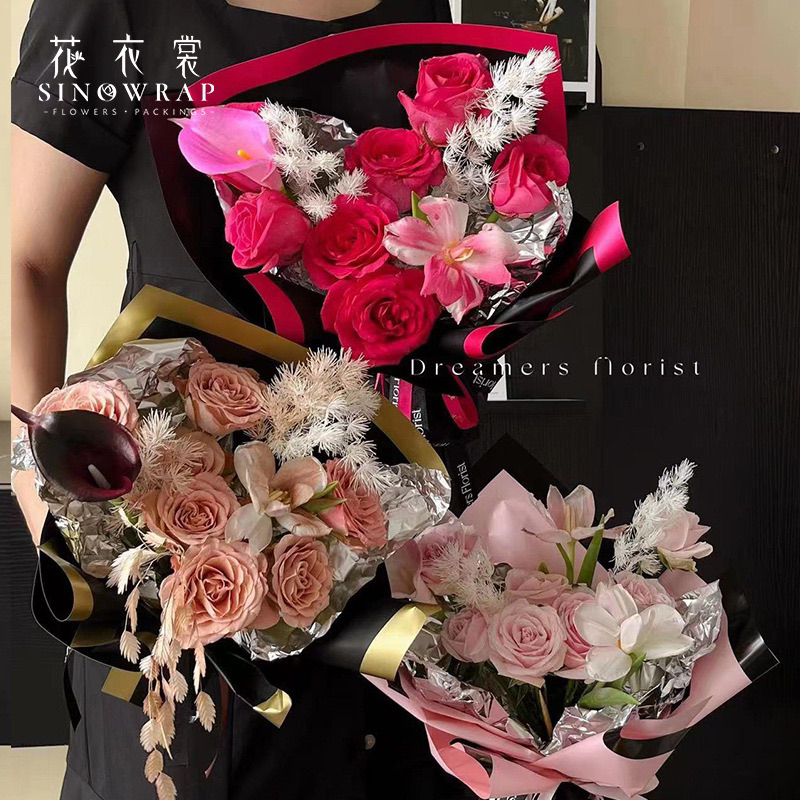 (20Lembar)SINOWRAP FLower Wrapping Paper Frame Color Doff Cellophane / Kertas Bunga Buket List Warna