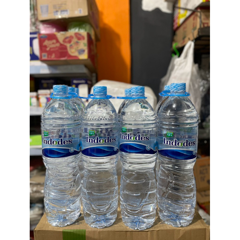 

1 BOTOL AIR MINERAL INDODES 1.5 LITER. BAIK UNTUK ANDA. pH 7. 100% BARU BERSEGEL SNI HALAL ORI INDODES.