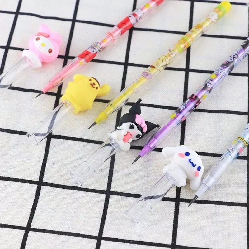 

qwe (12 PCS) Pensil Susun Sanrio Kuromi Melody Cinnamoroll Purin BENSIA LANTU BISA DIISI ULANG