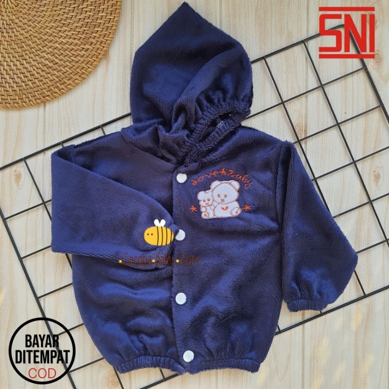 COCOPA BABY 1PCS Jaket hoodie kancing bludru Bayi Baru lahir Balita Cewek Cowok Lembut Nyaman