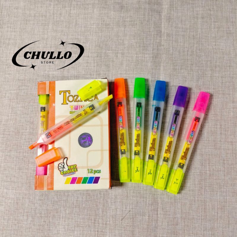 

HIGHLIGHTER PEN DUA WARNA DOUBLE TIP STABILO tozhca ( 1 Pack isi 12 Pcs)