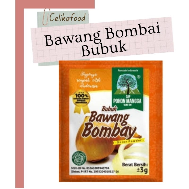 

Bawang Bombay Bubuk 3gr Cap Pohon Mangga Sachet Bumbu Rempah Masakan Bombai