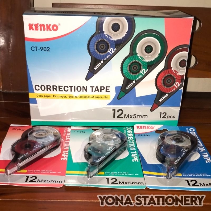 

Ay00! Tip Ex Kertas / Correction Tape Kenko CT-902 12m5mm 1 Lusin Isi 12 Pcs