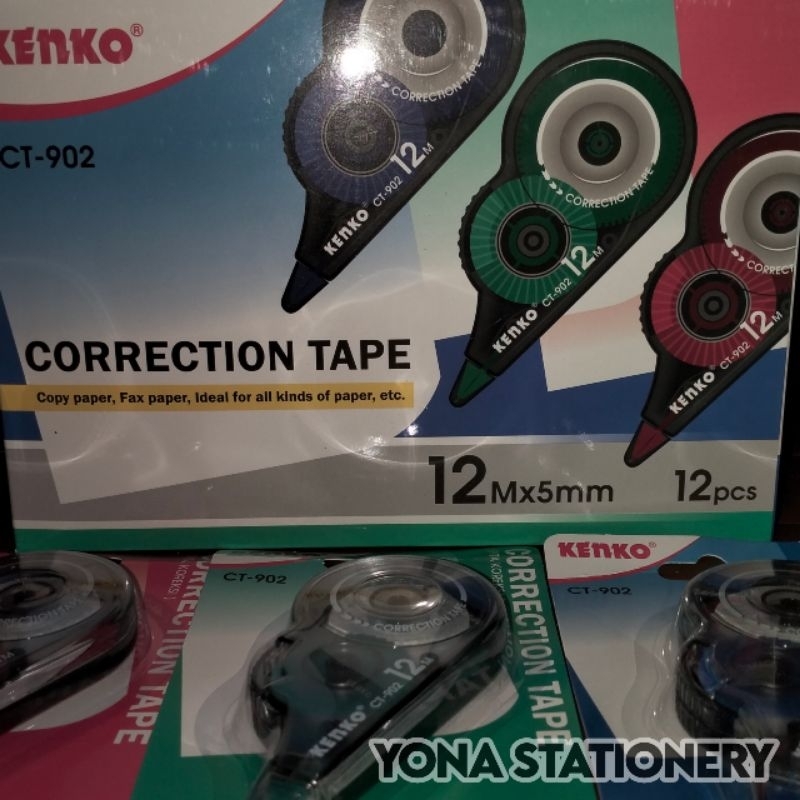 

D3W! Tip Ex Kertas / Correction Tape Kenko CT-902 12m5mm 1 Lusin Isi 12 Pcs