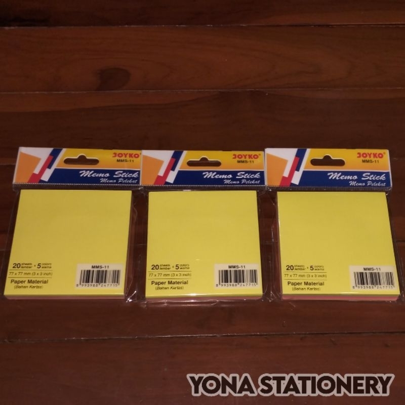 

Memo Stick Joyko Warna-Warni MMS-11 | Isi 20 Lembar×5 Warna (100 lembar) 77×77mm (3×3 inch)
