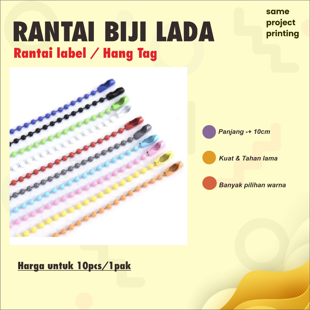 

10pcs Rantai Biji Lada/ Rantai Hang Tag/ Rantai Label / Tali Hang tag