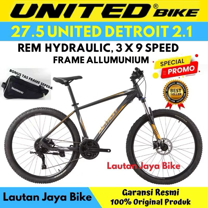 SEPEDA GUNUNG 27.5 MTB UNITED DETROIT 2.0 TERBARU