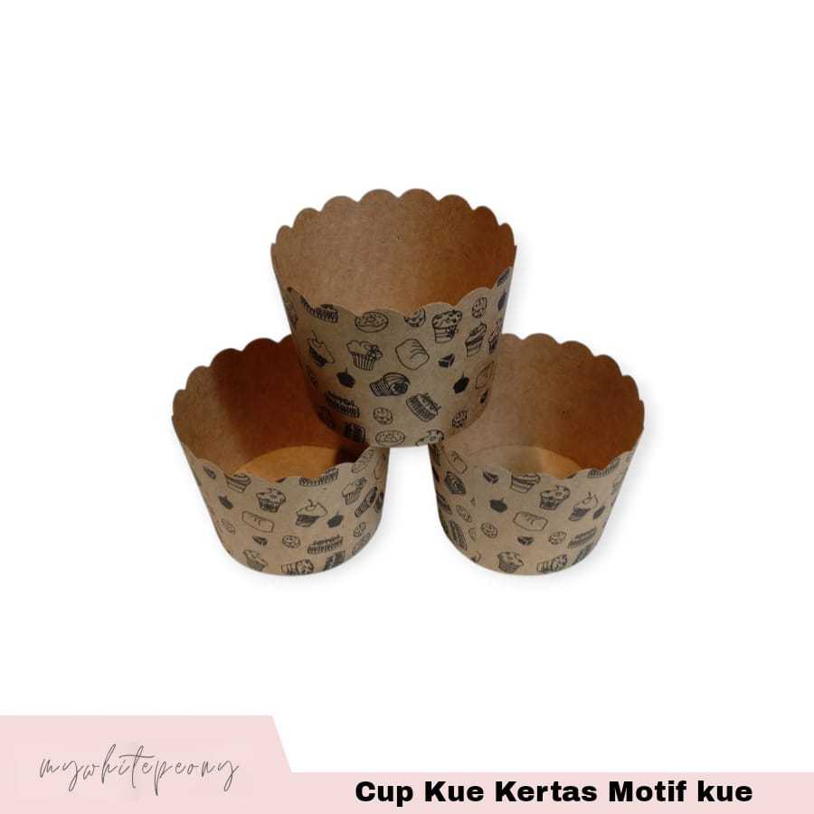Cup Kue Kertas Motif Kue / Wadah Cup Kue Kertas