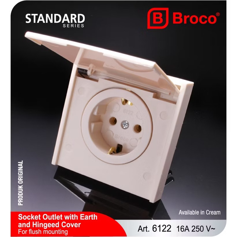 BROCO - Stop Kontak Inbow Broco + Tutup Broco 6122 / Stop Kontak Tanam + Cover