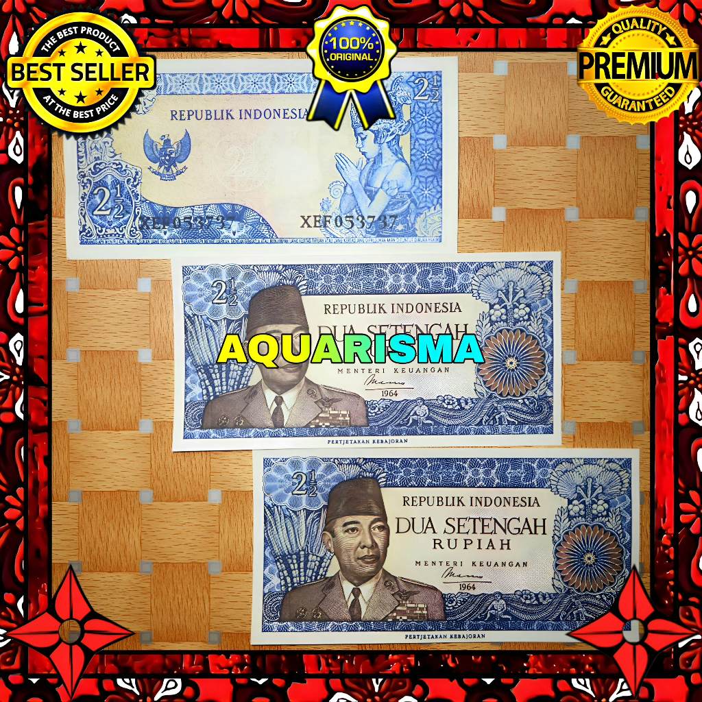 KOLEKSI NUMISMATIK - SOUVENIR REPRO UANG KUNO 2½ RUPIAH INDONESIA SOEKARNO 1964