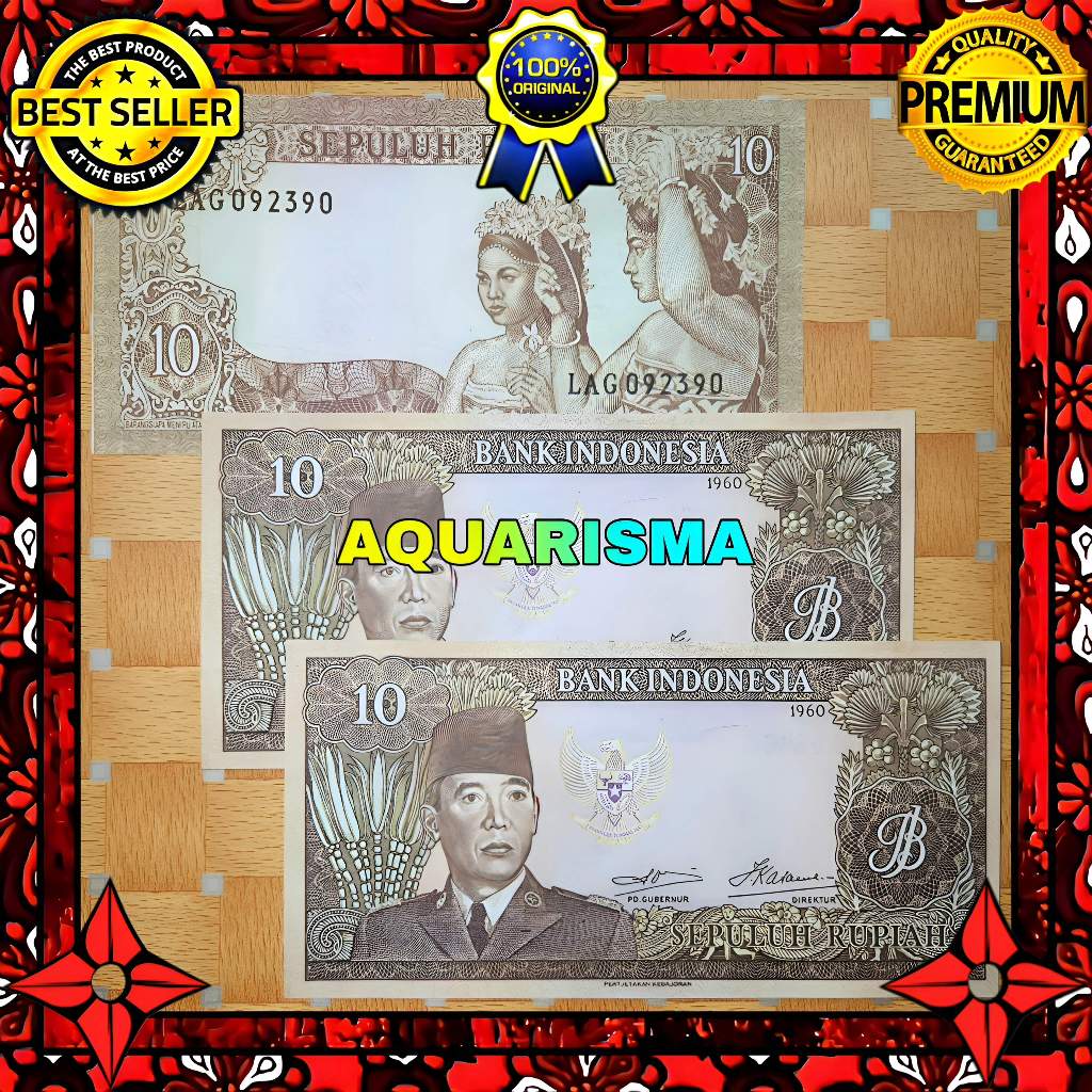 KOLEKSI NUMISMATIK - SOUVENIR REPRO UANG KUNO 10 RUPIAH INDONESIA SOEKARNO 1960