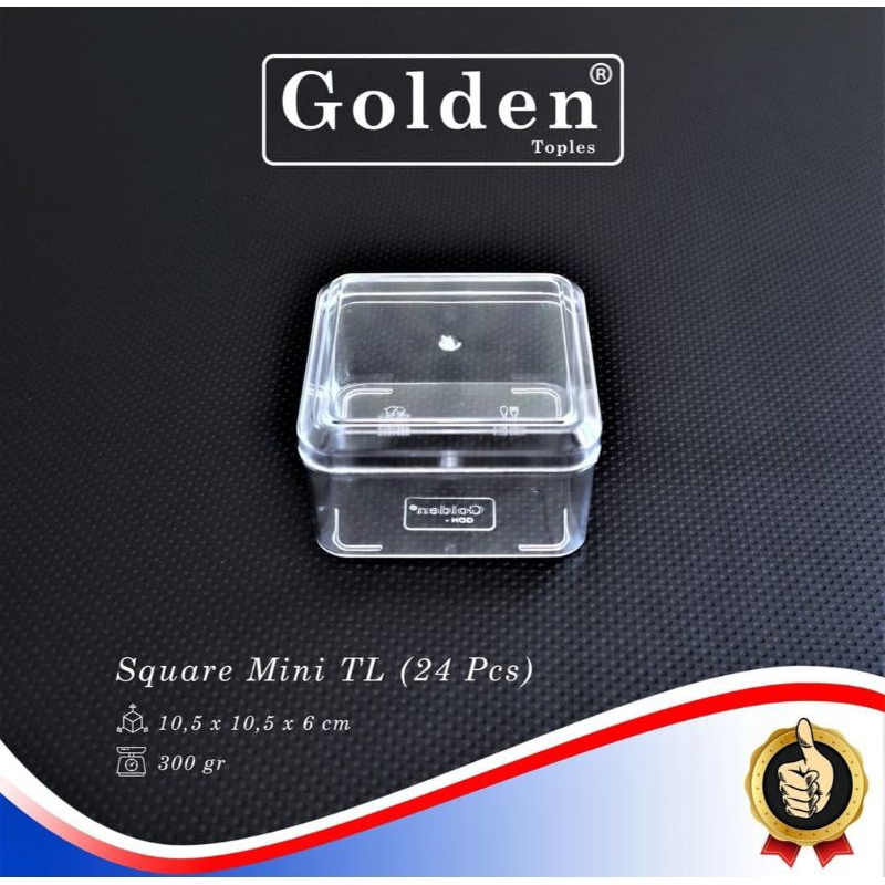 Toples Kue Kering Plastik Golden Kotak Square Variasi